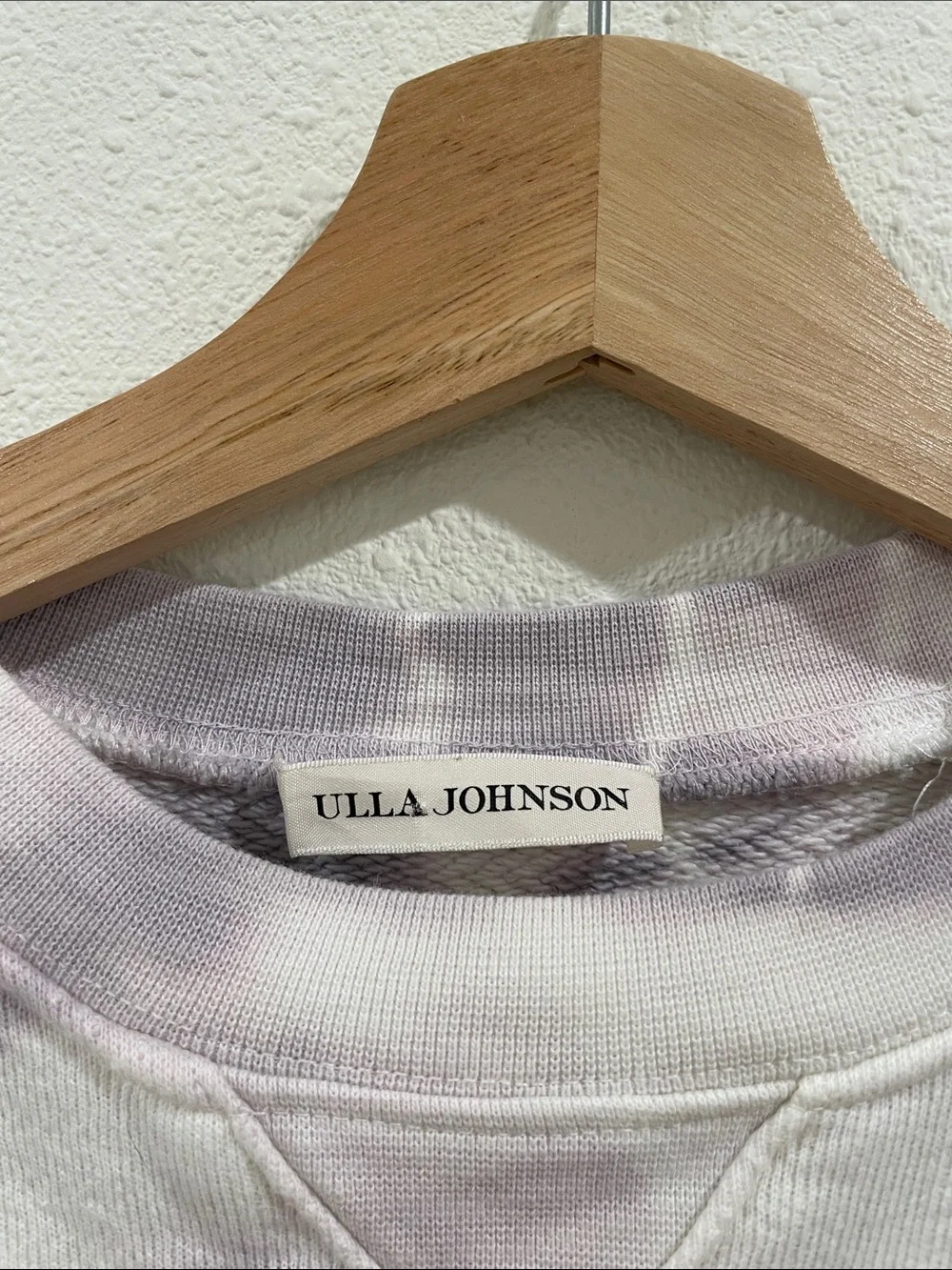 ULLA JOHNSON Elliot Pullover Puff Sleeve Thistle Purple Tie Dye 100% Cotton